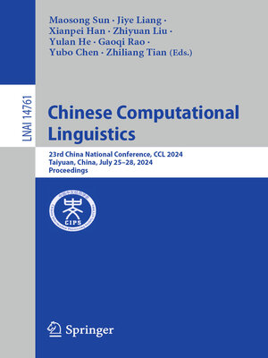 cover image of Chinese Computational Linguistics